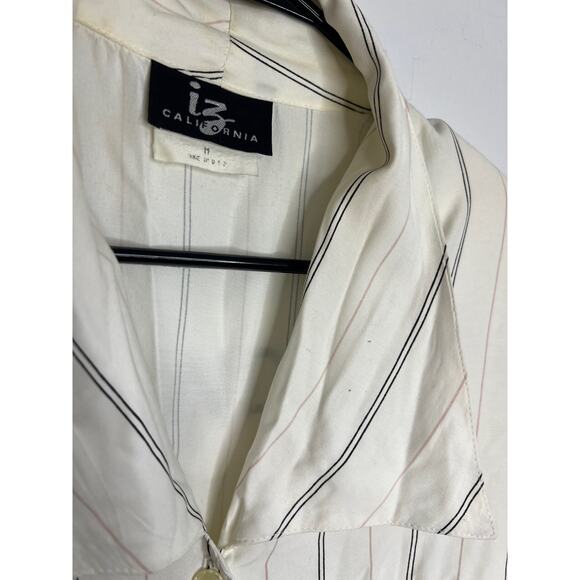 IZ California Women's Button Up Striped Long Sleeve Blouse Size M - Picture 4 of 8
